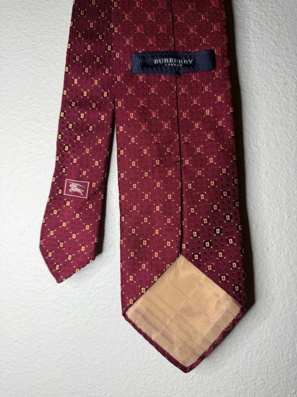 Burberry Burgundy Geometric Silk Tie